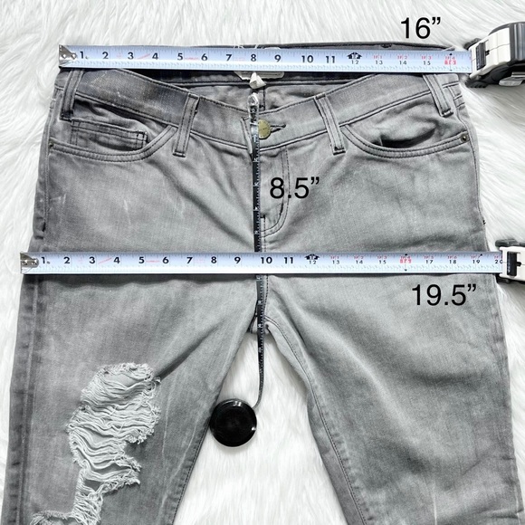 Current/Elliott Destroyed Busted Knee Grunge Moto Gray Skinny Jeans - Picture 13 of 15